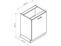 Clara D60 P/L - szafka dolna jednodrzwiowa szafka z wymiarami 