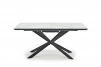 Stół do jadalni Diesel rozkładany 160-200x90 cm - biały marmur / popiel / czarny stół na czarnych nogach