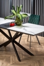 Stół do jadalni Diesel rozkładany 160-200x90 cm - biały marmur / popiel / czarny stół + krzesła