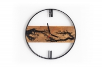 Drewniany zegar ścienny KAYU 07 Olcha w stylu Loft - Czarny - 41 cm 