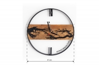 Drewniany zegar ścienny KAYU 07 Olcha w stylu Loft - Czarny - 41 cm 
