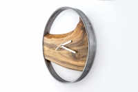 Drewniany zegar ścienny KAYU 10 Orzech w stylu Loft - Stal - 31 cm Drewniany zegar ścienny KAYU 10 Orzech w stylu Loft - Stal - 31 cm