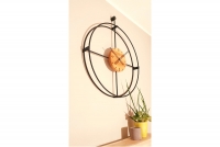 Drewniany zegar ścienny KAYU 12 Olcha w stylu Loft - Czarny - 75 cm 