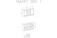 Duża komoda dwudrzwiowa z czterema szufladami Smart SRK1 - biały lux / dąb sonoma 