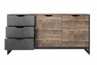 Dwudrzwiowa komoda Moduzo loftowa z 3 szufladami 160 cm - dąb sand grange/matera Dwudrzwiowa komoda Moduzo loftowa z 3 szufladami 160 cm - dąb sand grange/matera