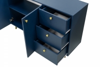 Komoda Siena z 3 szufladami 140 cm - ciemny błękit Dwudrzwiowa komoda Siena z 3 szufladami 140 cm - ciemny błękit