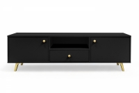 Dwudrzwiowa szafka RTV Siena z szufladą 160 cm - czarna Dwudrzwiowa szafka RTV Siena z szufladą 160 cm - czarna