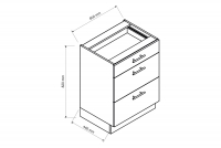Emma D60 S/3 - szafka dolna z szufladami Metalbox szafka kuchenna 3 szufladowa Metalbox