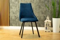 Krzesło tapicerowane Empoli Metal - granatowy Monolith 77 / nogi czarne granatowe krzesło na czarnych nogach