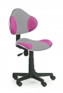 Fotel młodzieżowy Flash 2 - szary / różowy fotel obrotowy dziecięcy