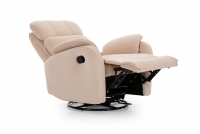 Fotel Amber RE TYP 1 - Rozkładany elektrycznie z funkcją bujania i obracania - Tkanina fotel relaks kremowy 