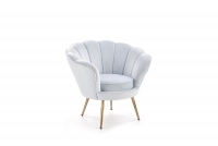 Fotel muszelka AMORINO jasny niebieski/złoty designerski fotel 