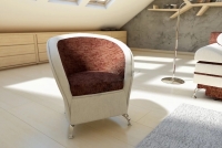 Fotel wypoczynkowy Kubełek fotel z brązowym siedziskiem 