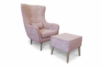 Fotel wypoczynkowy Dylian z podnóżkiem  różowy fotel z podnóżkiem 