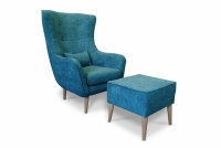 Fotel wypoczynkowy Dylian z podnóżkiem  niebieski fotel z podnóżkiem 