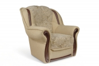 Fotel wypoczynkowy Walker - beżowa tkanina wzór Luna / średni orzech Fotel wypoczynkowy Walker - beżowa tkanina wzór Luna / średni orzech