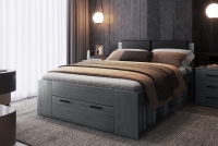 Łóżko 140x200 z tapicerowanym wezgłowiem Galaxy 50 - dąb carbon łóżko 140x200