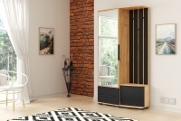 Garderoba do przedpokoju z panelami Loft- Czarny + Craft złoty garderoba z dużym lustrem 