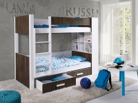 Łóżko dziecięce piętrowe Gaspar - Wyprzedaż łóżko dziecięce piętrowe biało-broązowe 