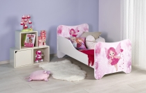 Łóżko dziecięce Happy Fairy - biały / różowy łózko dla dziewczynki z materacem