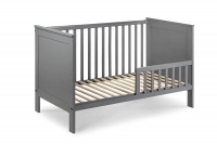 Drewniane łóżeczko dla niemowlaka z barierką Iwo - grafit, 140x70 szare łóżeczko niemowlęce z barierką  