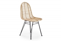 Krzesło ażurowe K337 rattanowe z metalowymi nogami - naturalny krzesło z ażurowym siedziskiem
