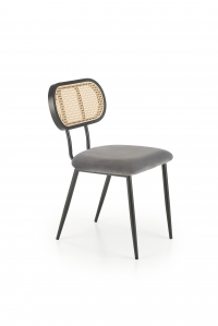 Krzesło metalowe z tapicerowanym siedziskiem i plecionym oparciem K503 - popielaty k503 krzesło popielaty