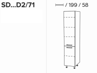 KAMMONO SD60D2/71 - szafka słupek - P2 i K2 BLACK  wysoka szafka kuchenna 