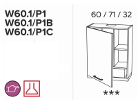 KAMMONO W60.1/P1 - szafka wisząca z okapem - P2 i K2 BLACK  szafka kammono