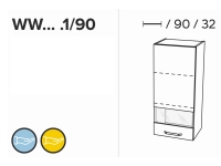 KAMMONO WW45.1/90 - witryna wisząca - P2 i K2 BLACK  szafka kam meble 