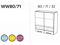 KAMMONO WW80/71 - witryna wisząca dwudrzwiowa - P2 i K2 BLACK szafka Kam Mono 