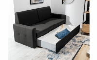 Sofa do półkotapczanu Elegantia 140 czarne sofa elegantia z szufladą na poduszki 