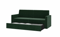 Sofa do półkotapczanu Elegantia 160 cm  - Riviera 38  zielona sofa Elegantia z wysuniętą szufladą 