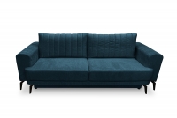 Kanapa rozkładana Luzano  niebieska kanapa z czarnymi nóżkami 