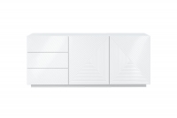 Komoda Asha z szufladami i ryflowanym frontem 167 cm - biały połysk komoda z geometrycznym wzorem