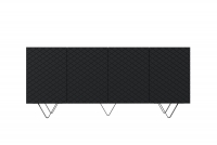 Komoda czterodrzwiowa Scalia 190 4D - czarny mat / czarne nogi czarna komoda z ryflowaniem karo
