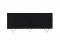 Komoda czterodrzwiowa Scalia 190 4D - czarny mat / złote nogi czarna komoda 190