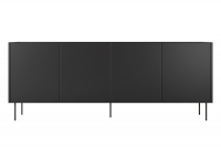 Czterodrzwiowa komoda Desin z 2 ukrytymi szufladami i metalowymi nogami 220 cm - czarny mat / dąb nagano czarna komoda na nóżkach