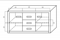 Dwudrzwiowa komoda Megan z 3 szufladami 156 cm Komoda dwudrzwiowa z 3 szufladami Megan MG-K5 Wymiary