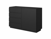 Komoda Loftia z czterema szufladami 120 cm - czarny / czarny mat  komoda do salonu