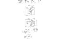 Komoda młodzieżowa Delta DL11 z szuflami i asymetryczną wnęką 110 cm - dąb / antracyt Komoda młodzieżowa Delta DL11 z szuflami i asymetryczną wnęką 110 cm - dąb / antracyt
