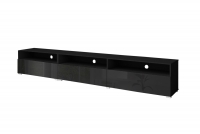 Stojąco wisząca szafka RTV Baros 40 z wnękami 270 cm - czarny połysk czarna szafka rtv