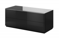 Modułowa szafka RTV Helio 41 z uchylnymi drzwiami 120 cm - czarny / czarne szkło czarna szafka rtv