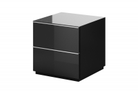 Modułowa szafka RTV Helio 38 z szufladami 50 cm - czarny / czarne szkło szafka ze szkłem 