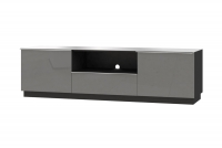 Modułowa szafka RTV Helio 40 z szufladą i wnęką 180 cm - czarny / szare szkło szara szafka rtv