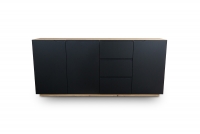 Komoda trzydrzwiowa z 3 szufladami Loftia 203 cm - artisan / czarny mat  komoda do salonu