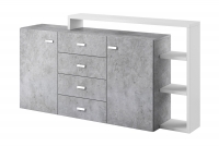 Dwudrzwiowa komoda Bota 27 z szufladami i nadstawką 180 cm - biały / beton colorado komoda beton 
