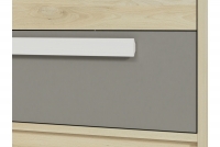 Jednodrzwiowa komoda Drop 07 z szufladami 92 cm - buk fjord / biały / szara platyna komoda z drewnianymi uchwytami