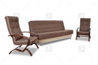 Komplet wypoczynkowy do salonu Dubaj - wersalka i dwa fotele  komplet duży brązowy dubaj