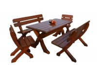 Zestaw mebli ogrodowych Excelent stół 160x72 cm + 2 krzesła + 2 ławki - cyprys komplet z drewna do ogrodu